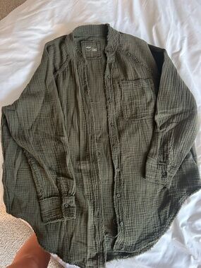 aerie Button-Up Gauze Shirt